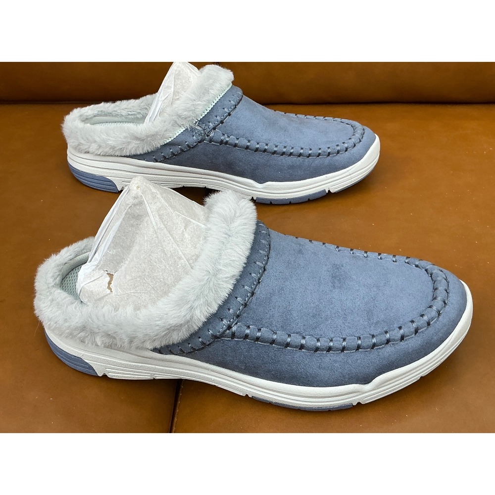 Ryka Ariana Mule Women 7.5 Blue New Faux Fur Lined Winter Clog Shoes